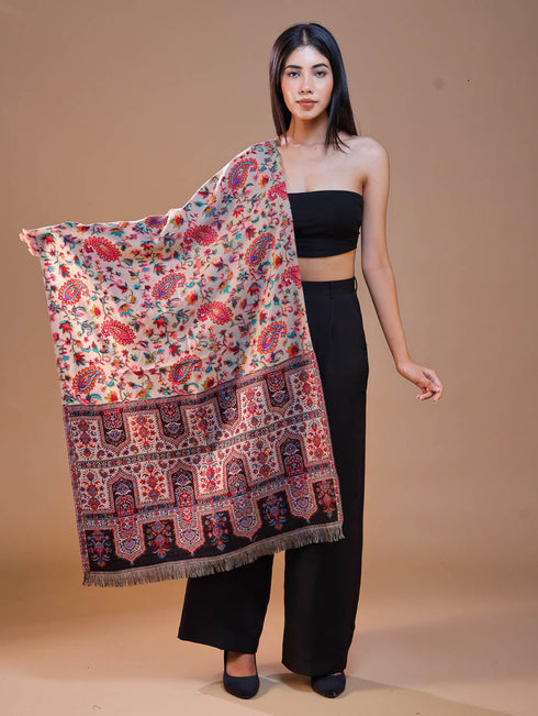 Women's Printed Aari Jamawar Wool Stole